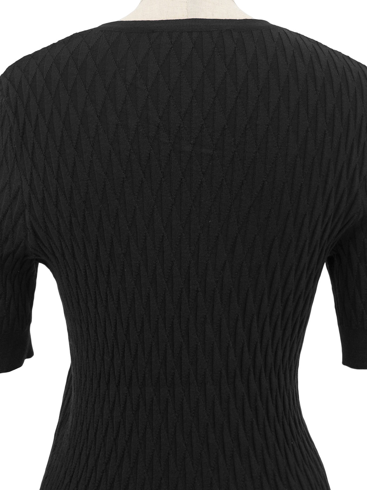 ウールガンチーニプレートハーフスリーブトップス　ブラック