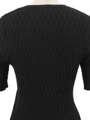 ウールガンチーニプレート半袖トップス ブラック