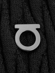 ウールガンチーニプレートハーフスリーブトップス　ブラック