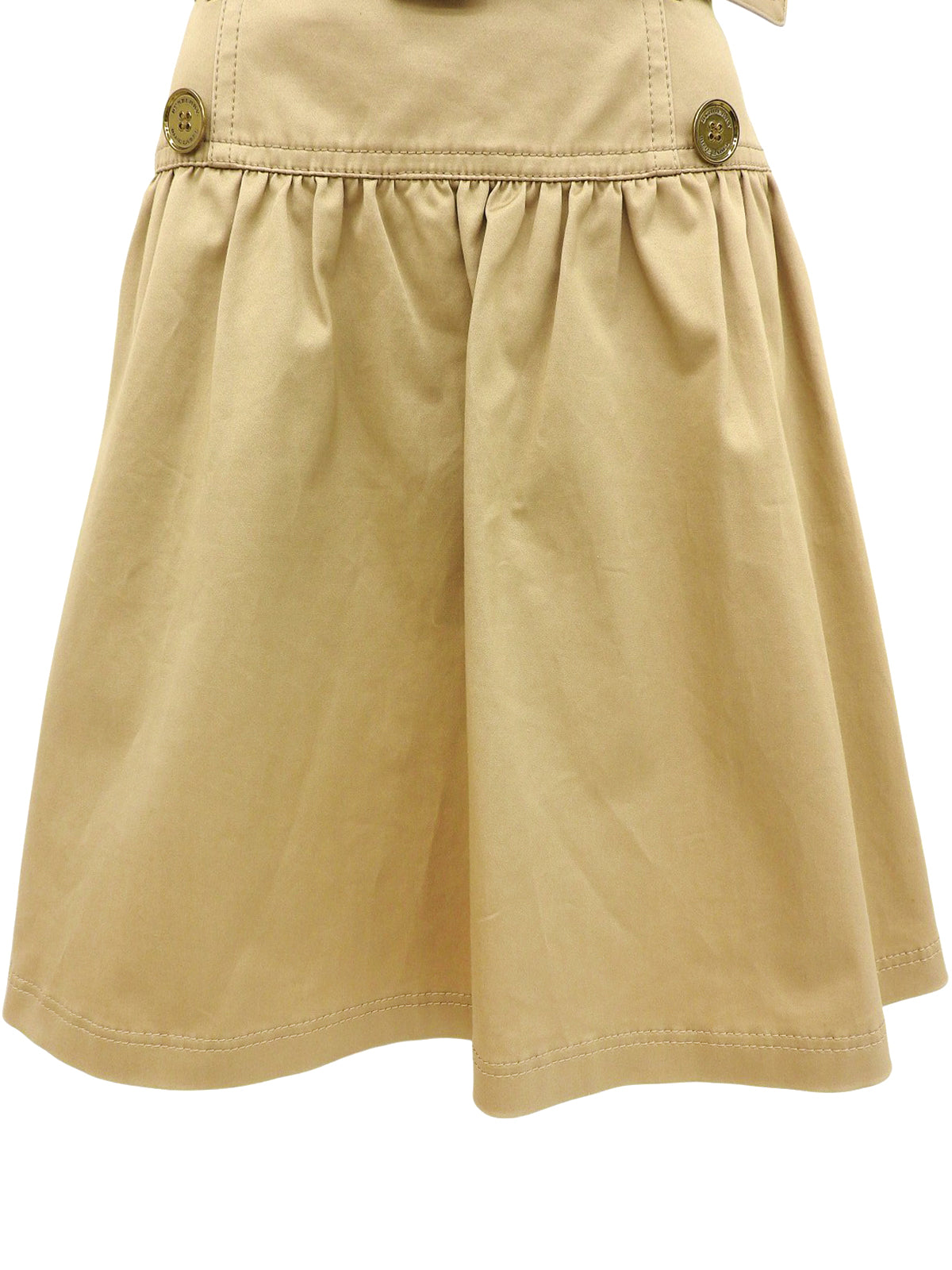 Logo Embroidered Belted Flared Skirt in Beige
