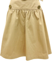 Logo Embroidered Belted Flared Skirt in Beige