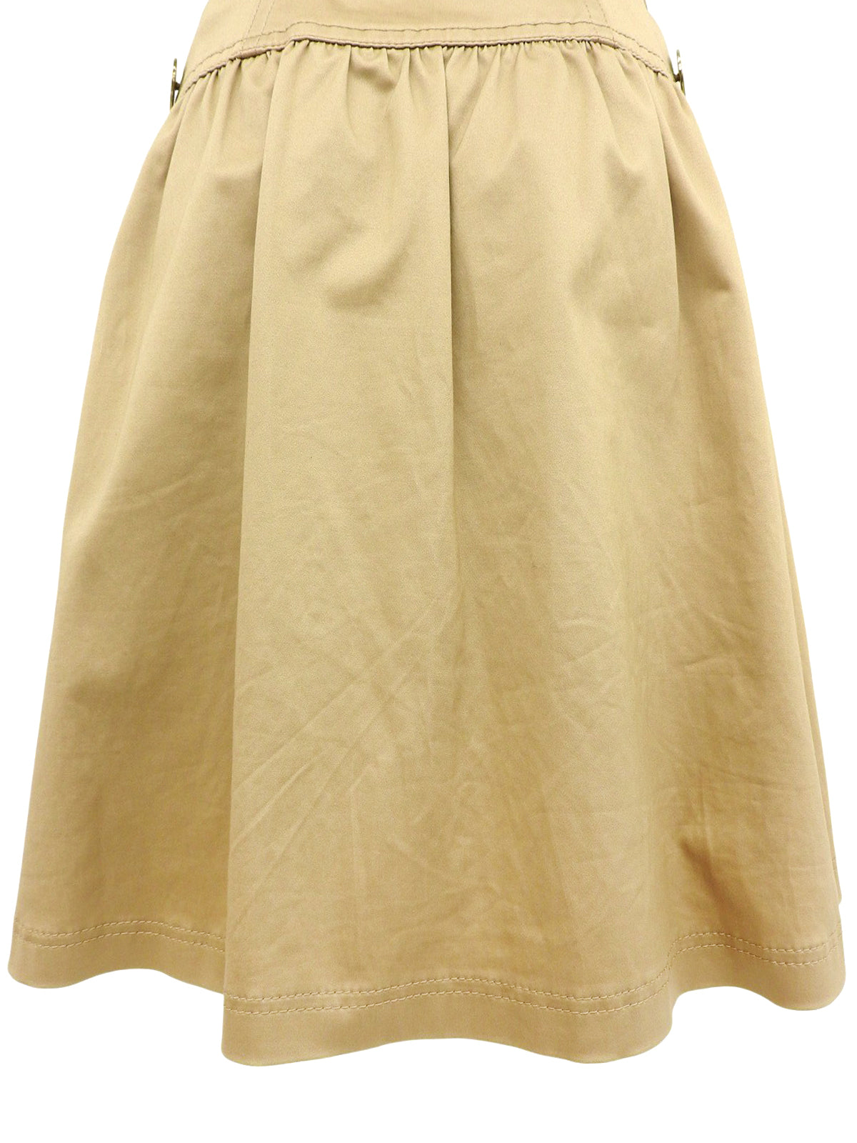 Logo Embroidered Belted Flared Skirt in Beige