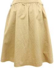 Logo Embroidered Belted Flared Skirt in Beige