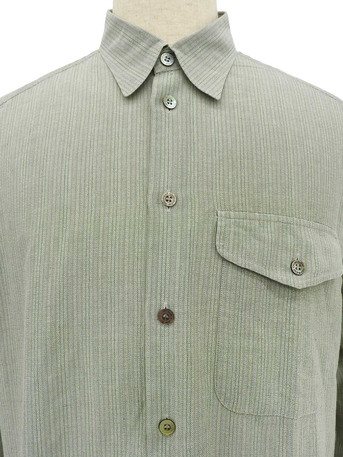 Green cotton striped long-sleeved shirt