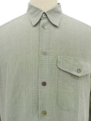 Green cotton striped long-sleeved shirt