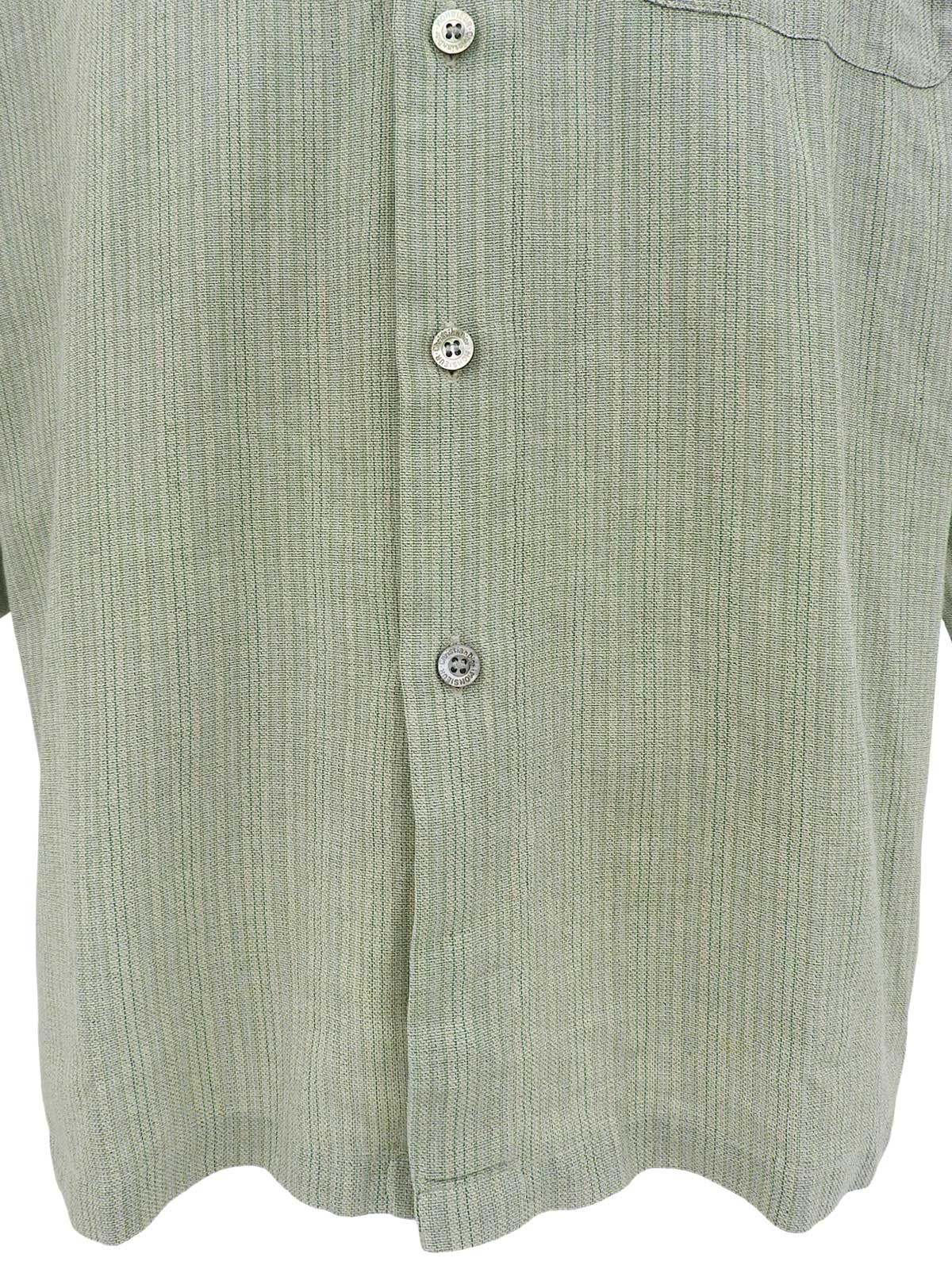 Green cotton striped long-sleeved shirt
