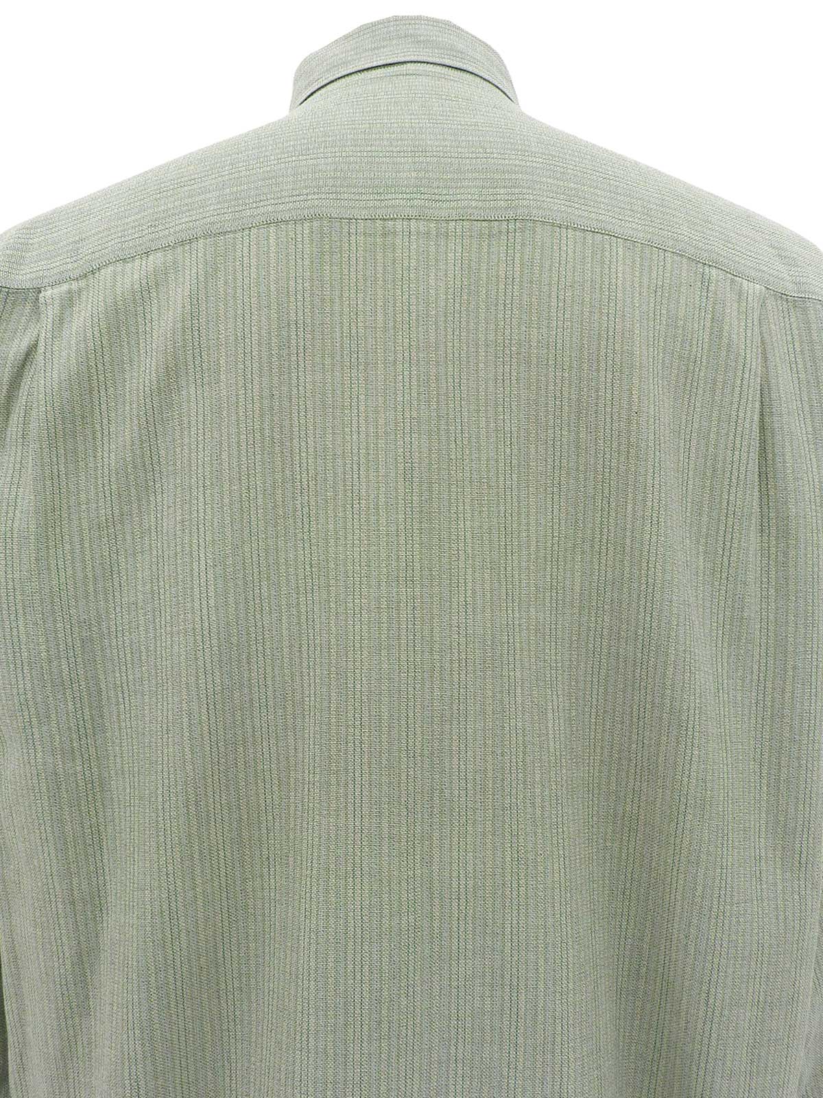 Green cotton striped long-sleeved shirt