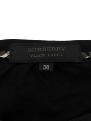 Logo Plate Frill Half Sleeve Top in Black