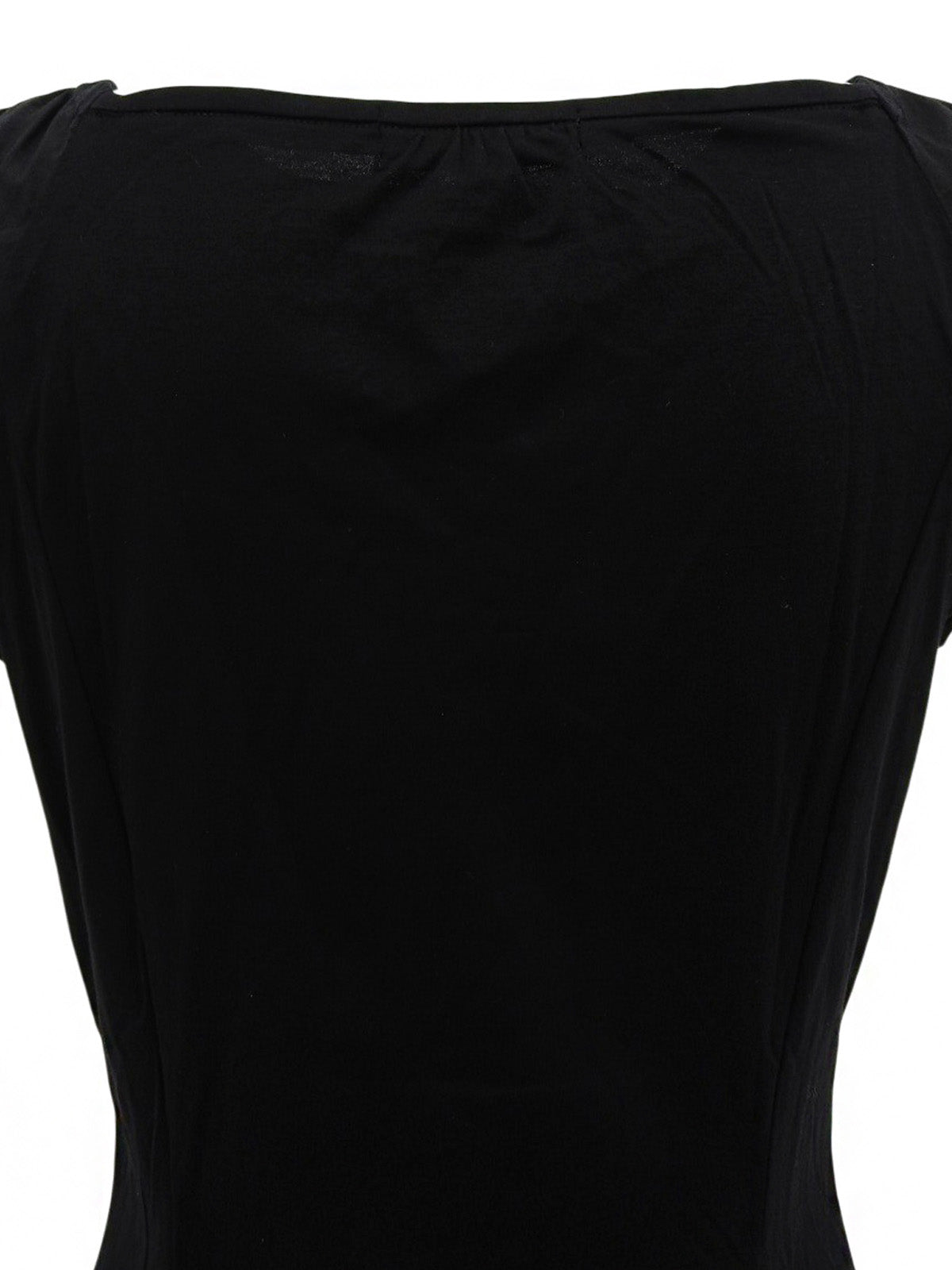 Logo Plate Frill Half Sleeve Top in Black