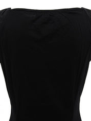 Logo Plate Frill Half Sleeve Top in Black