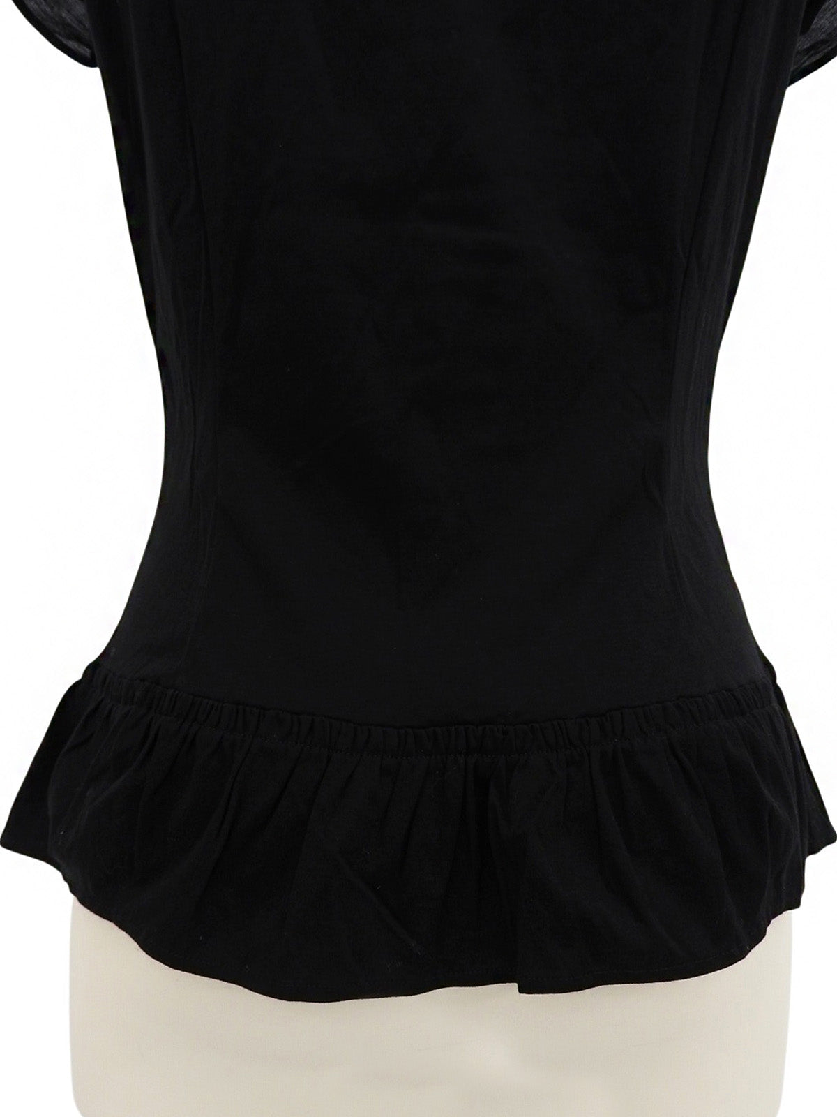 Logo Plate Frill Half Sleeve Top in Black