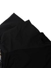 Logo Plate Frill Half Sleeve Top in Black