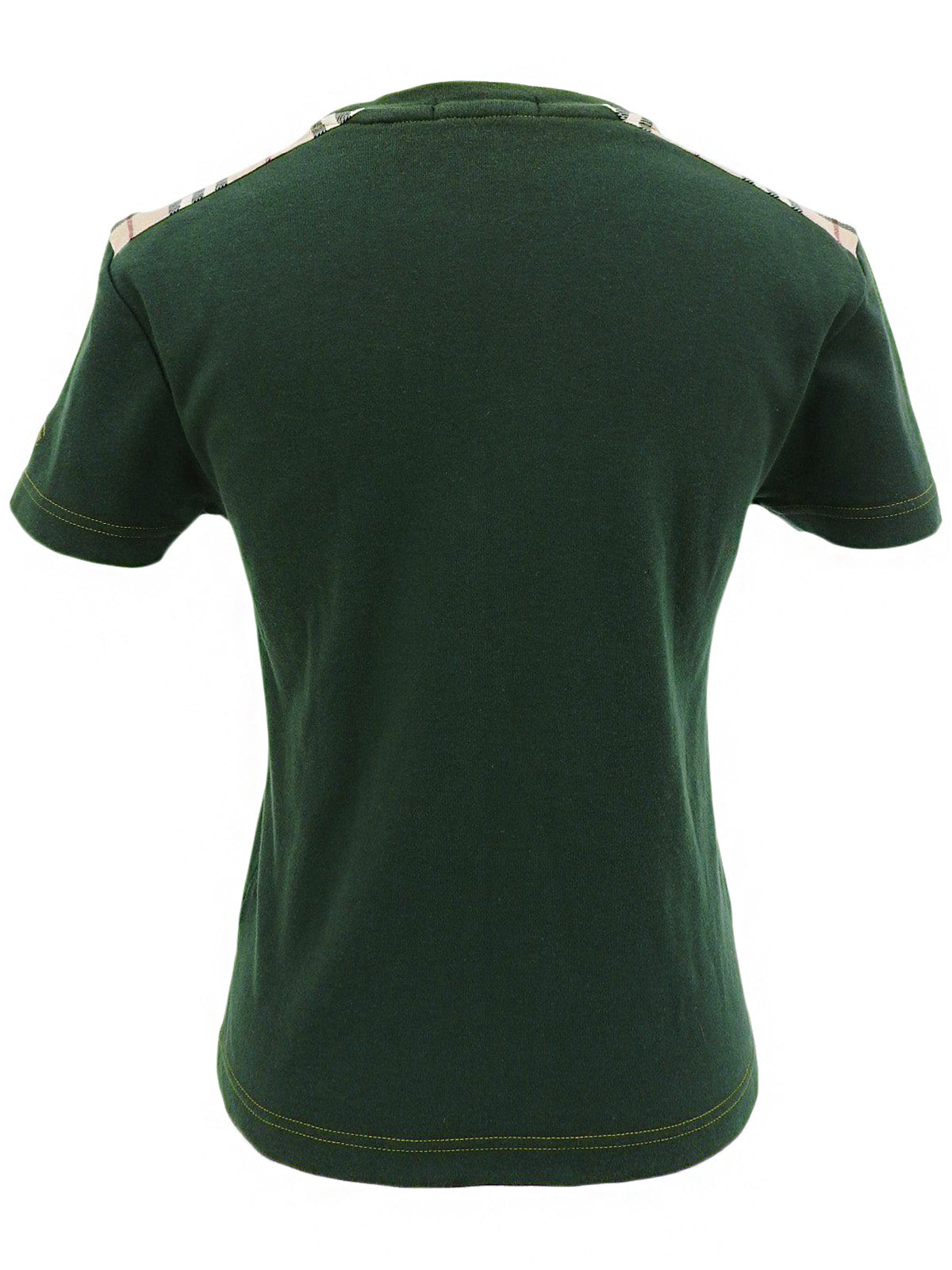 Nova Check Pattern Logo Half Sleeve Top in Green/Beige