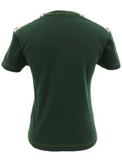 Nova Check Pattern Logo Half Sleeve Top in Green/Beige