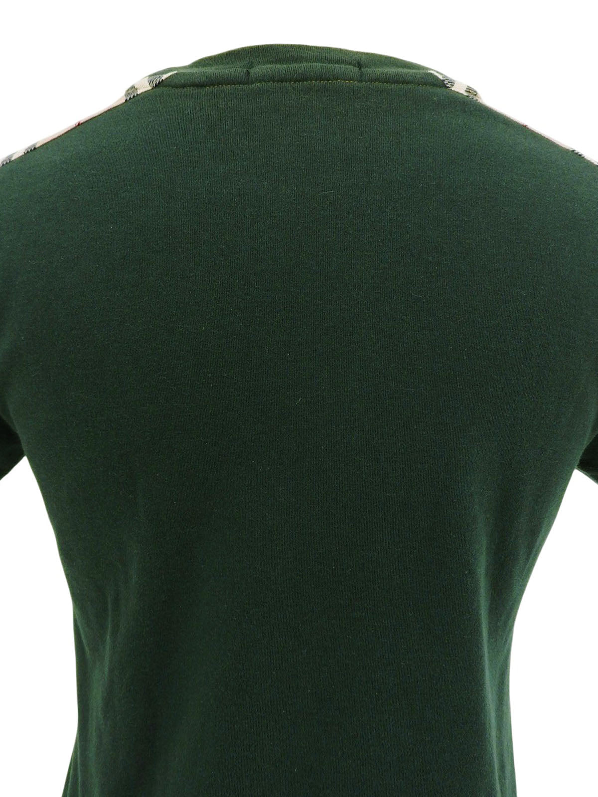 Nova Check Pattern Logo Half Sleeve Top in Green/Beige