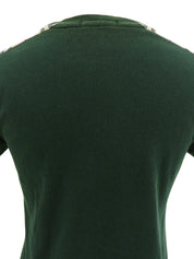 Nova Check Pattern Logo Half Sleeve Top in Green/Beige