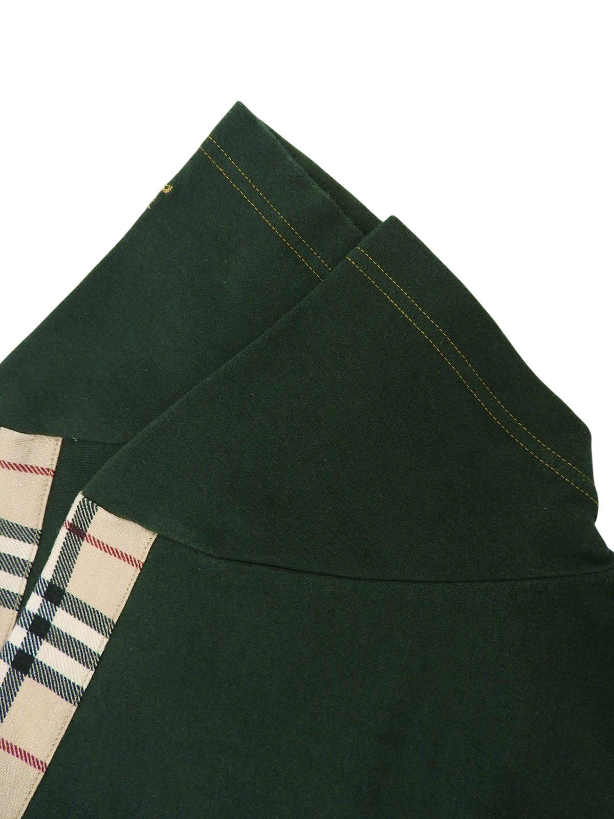 Nova Check Pattern Logo Half Sleeve Top in Green/Beige