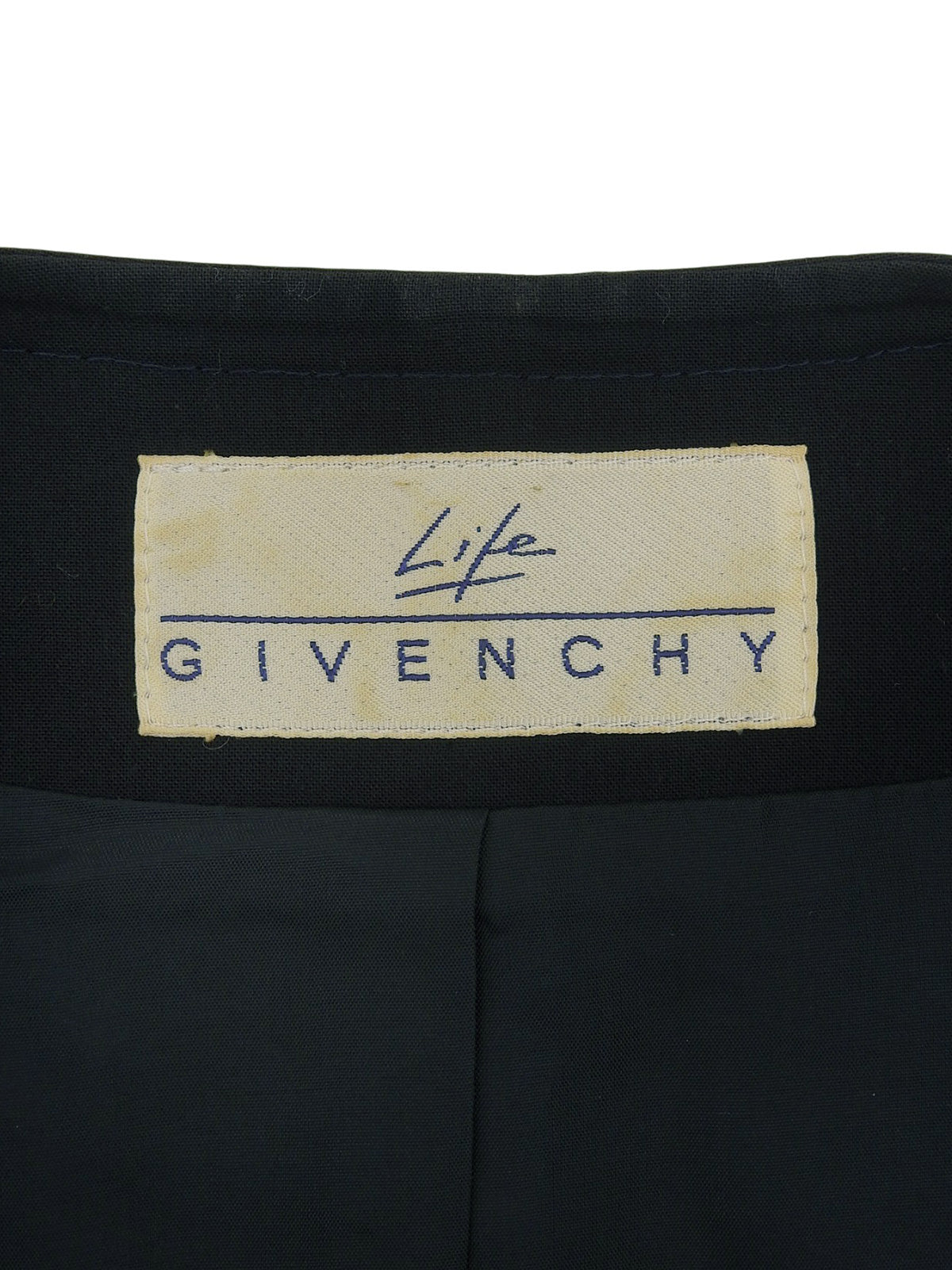 海军蓝贝壳纽扣短袖无领外套