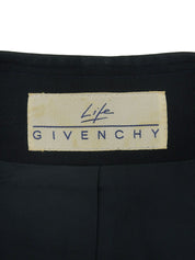 海军蓝贝壳纽扣短袖无领外套