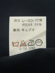 シェルボタン半袖ノーカラージャケット ネイビー