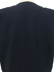 海军蓝贝壳纽扣短袖无领外套