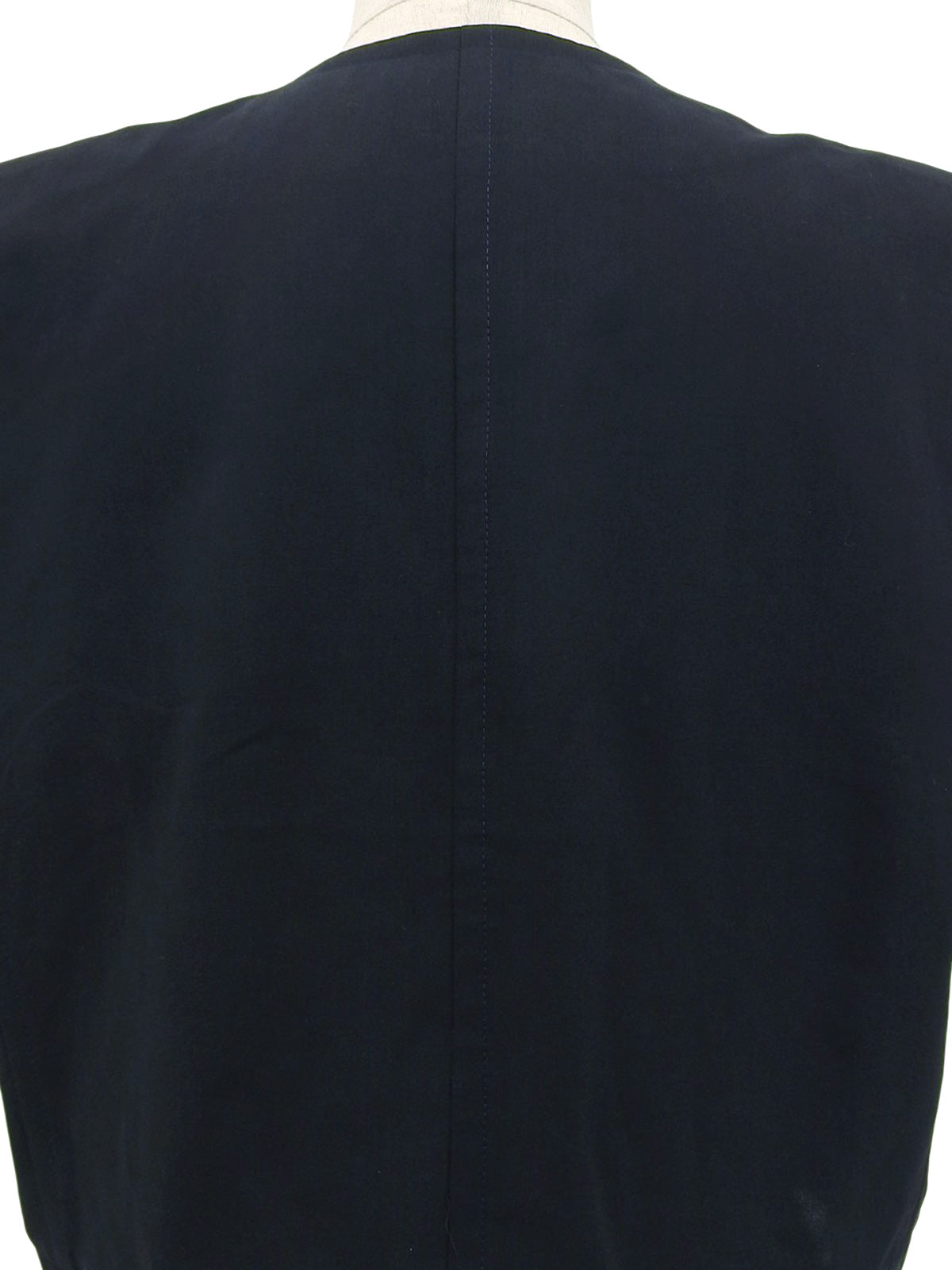 シェルボタン半袖ノーカラージャケット ネイビー