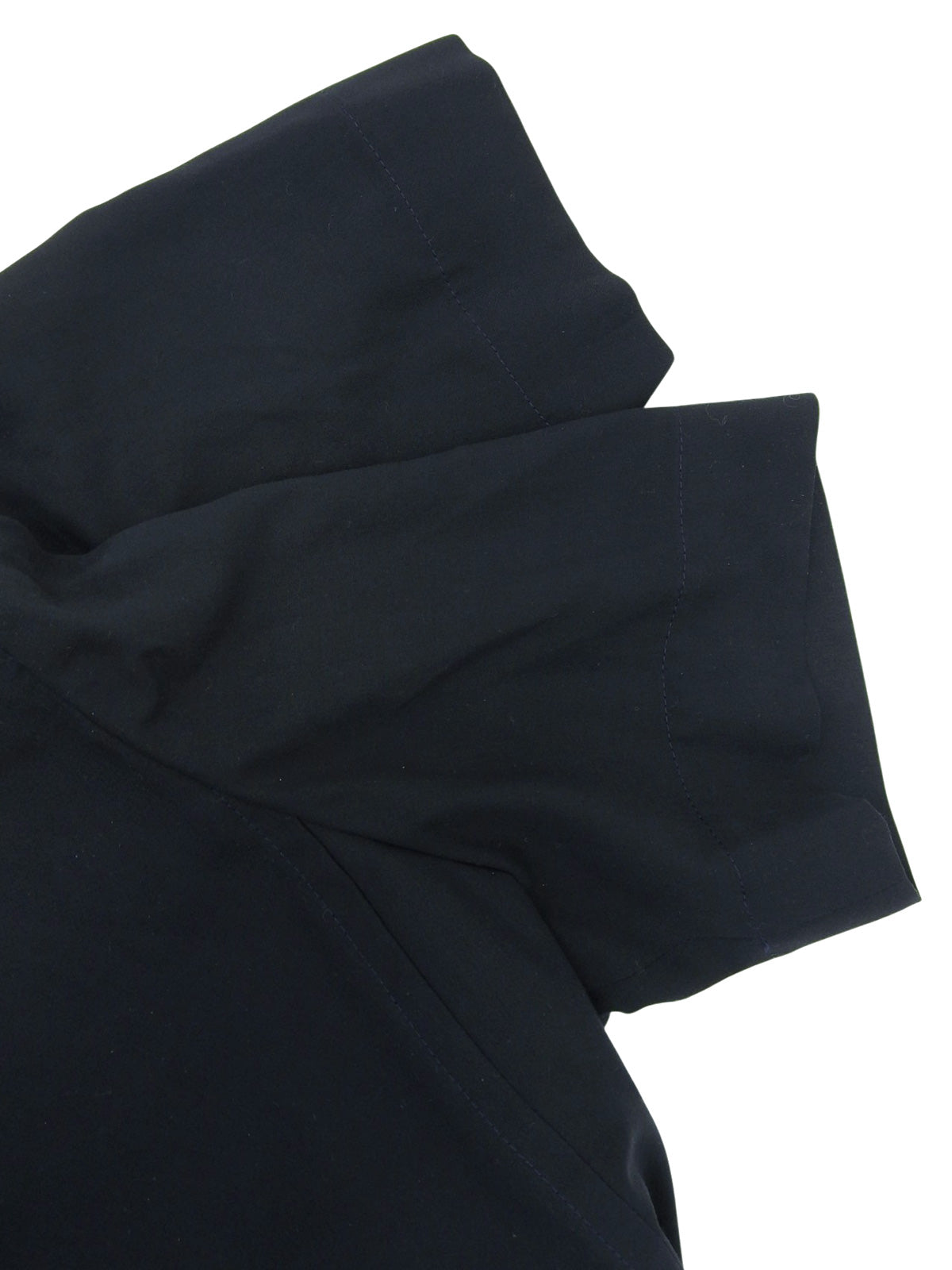 シェルボタン半袖ノーカラージャケット ネイビー