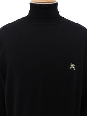 Logo Embroidered Turtleneck Sweater in Black