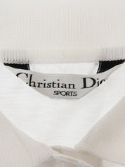 White cotton logo embroidered polo shirt