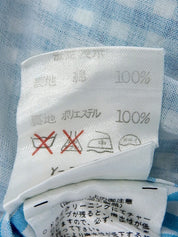 ギンガムチェックパターンロゴ刺繍オールインワン ライトブルー