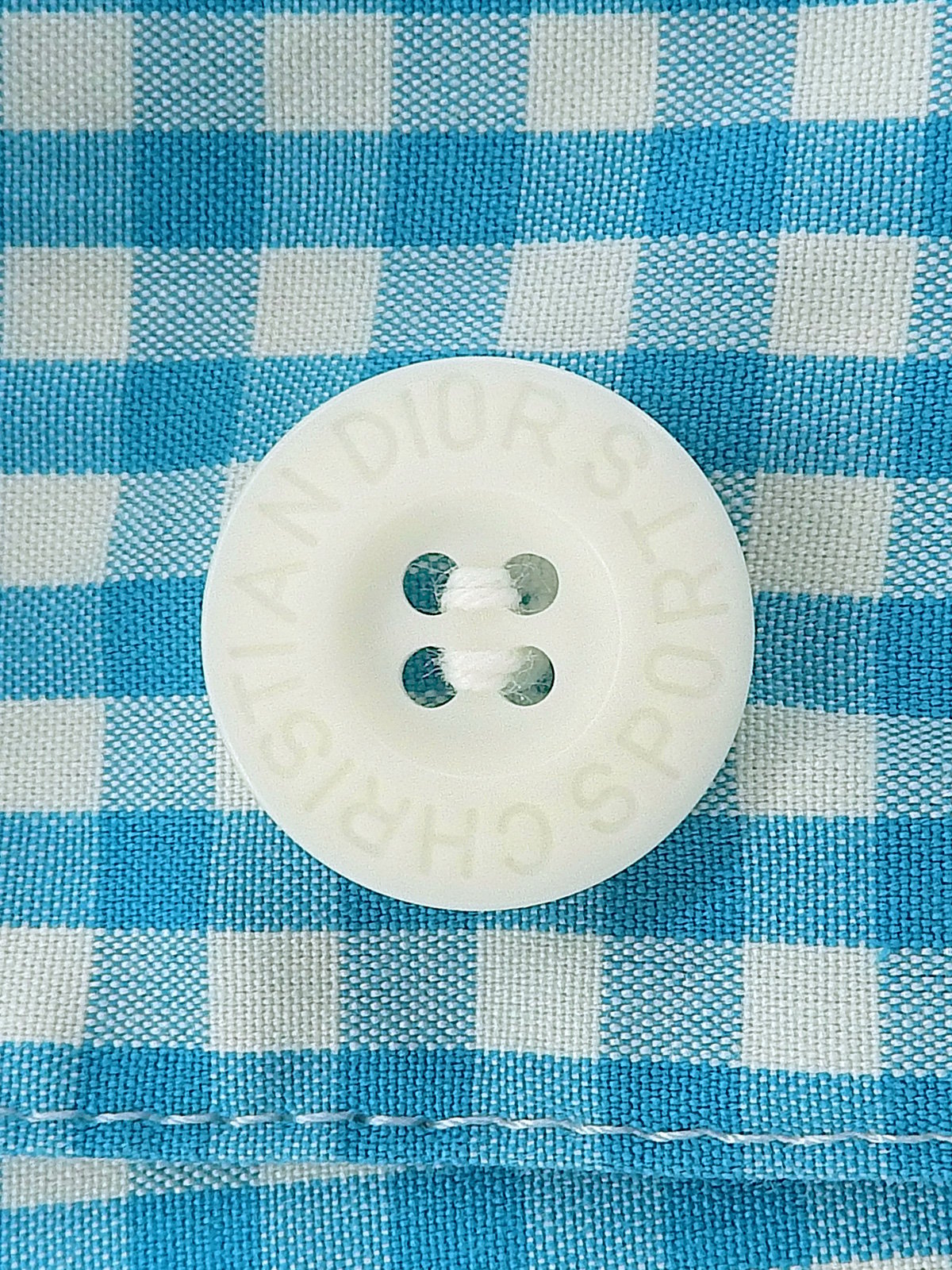 浅蓝色格纹图案刺绣Logo连体裤