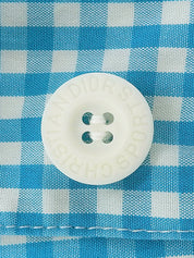 ギンガムチェックパターンロゴ刺繍オールインワン ライトブルー