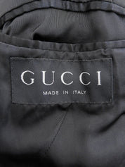 Logo Button Long Coat in Black