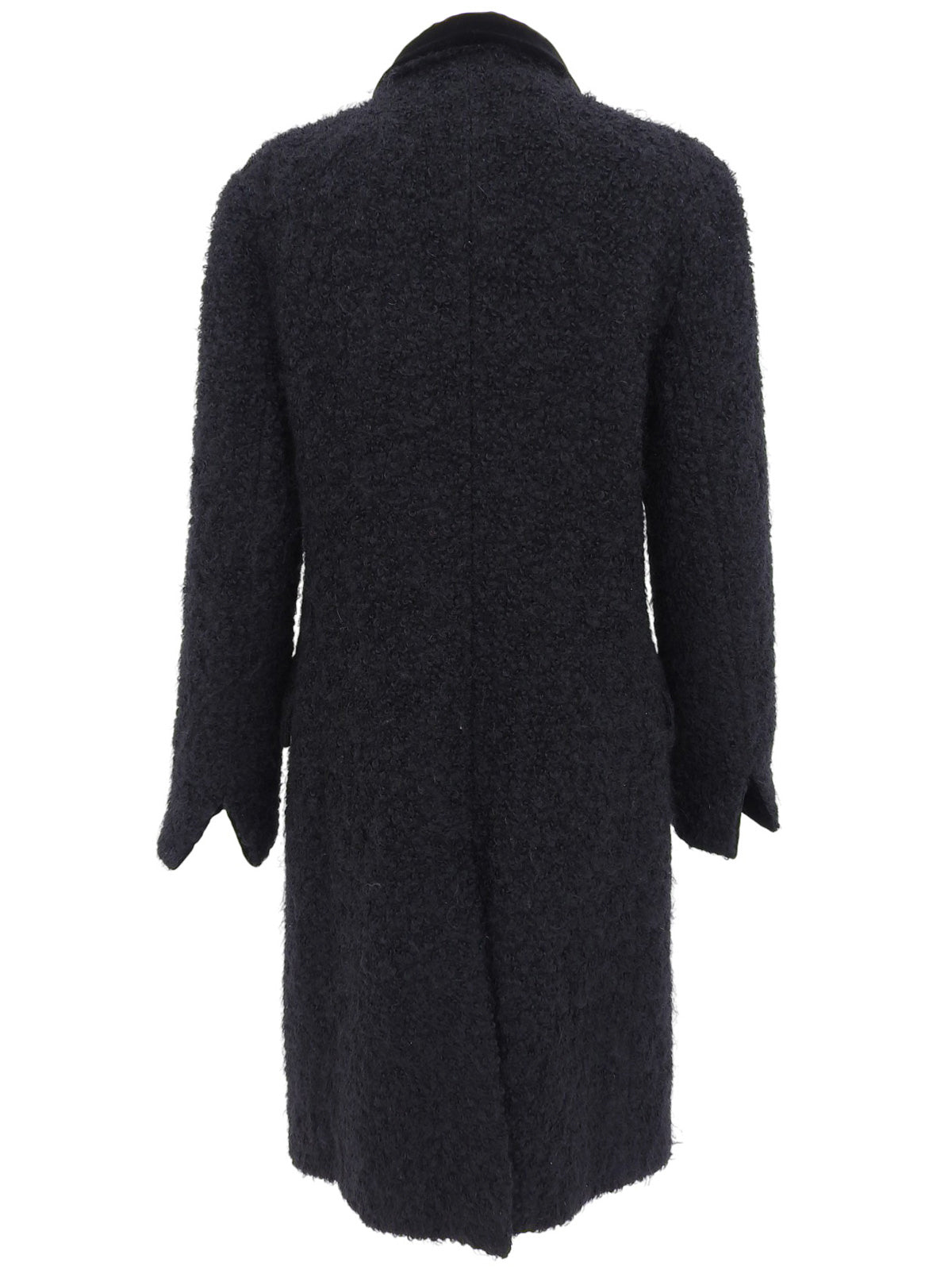 Logo Button Long Coat in Black