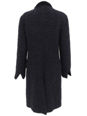 Logo Button Long Coat in Black