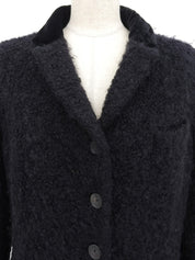 Logo Button Long Coat in Black