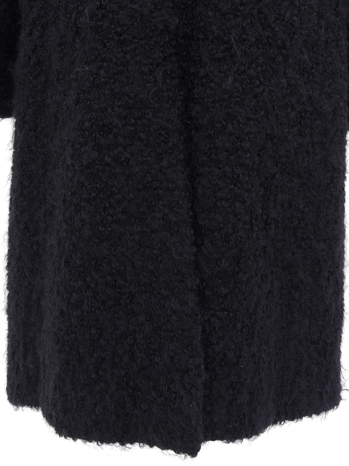 Logo Button Long Coat in Black