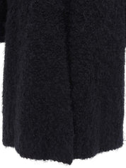 Logo Button Long Coat in Black