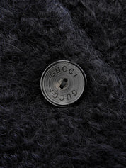 Logo Button Long Coat in Black