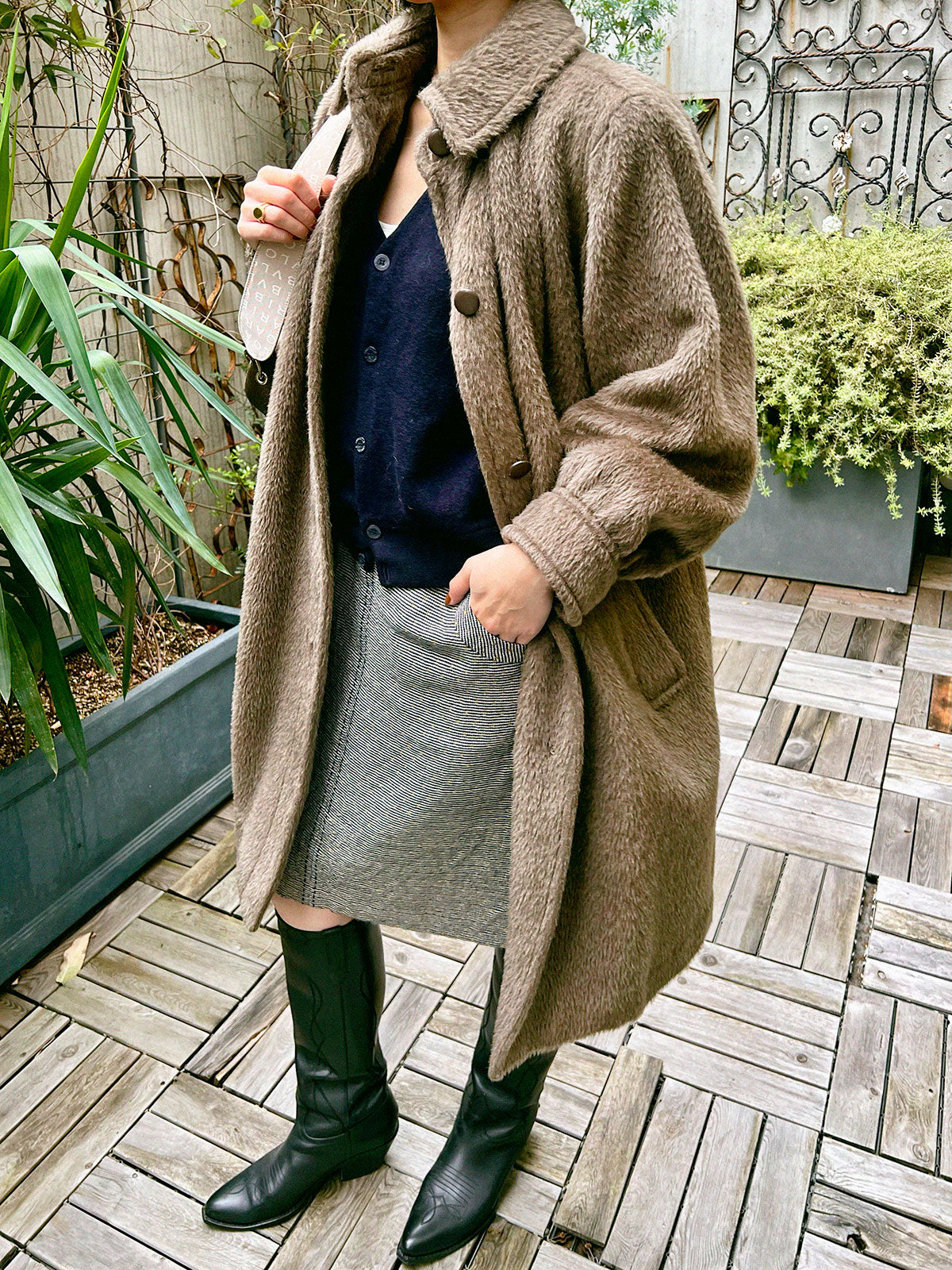 Brown wool long coat