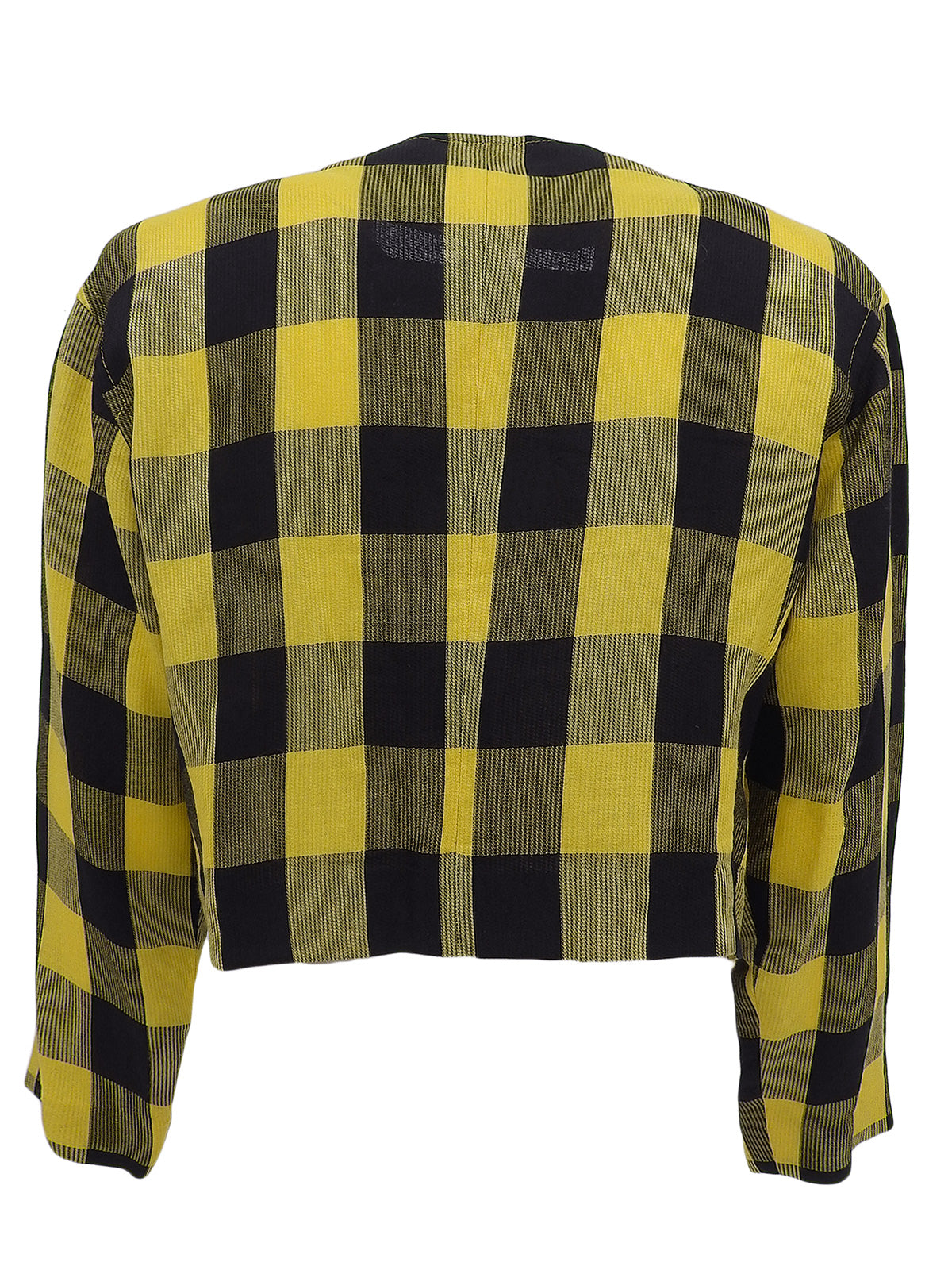 リネンブロックチェックパターンショートジャケット イエロー/ブラック