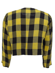 リネンブロックチェックパターンショートジャケット イエロー/ブラック