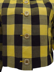 リネンブロックチェックパターンショートジャケット イエロー/ブラック
