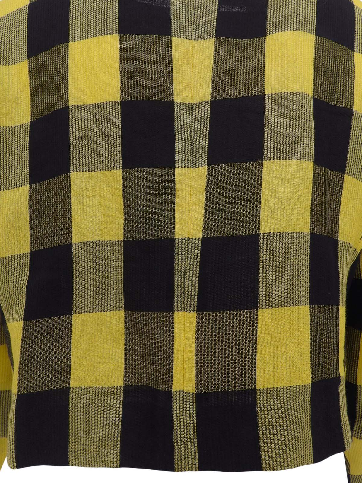 リネンブロックチェックパターンショートジャケット イエロー/ブラック