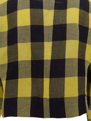 リネンブロックチェックパターンショートジャケット イエロー/ブラック