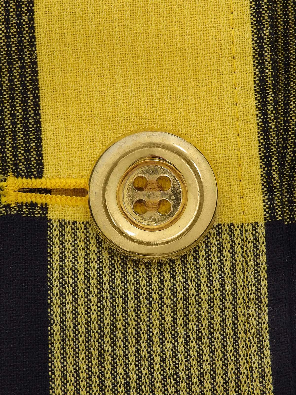 リネンブロックチェックパターンショートジャケット イエロー/ブラック