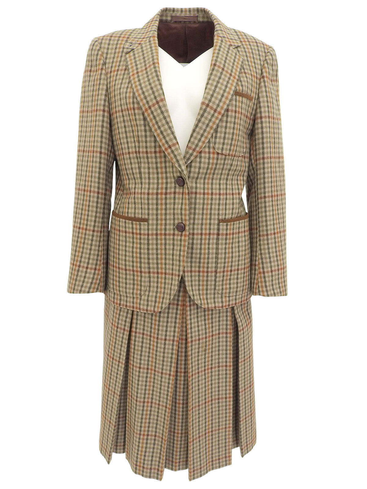 ウールチェックパターンセットアップ ベージュ/マルチ