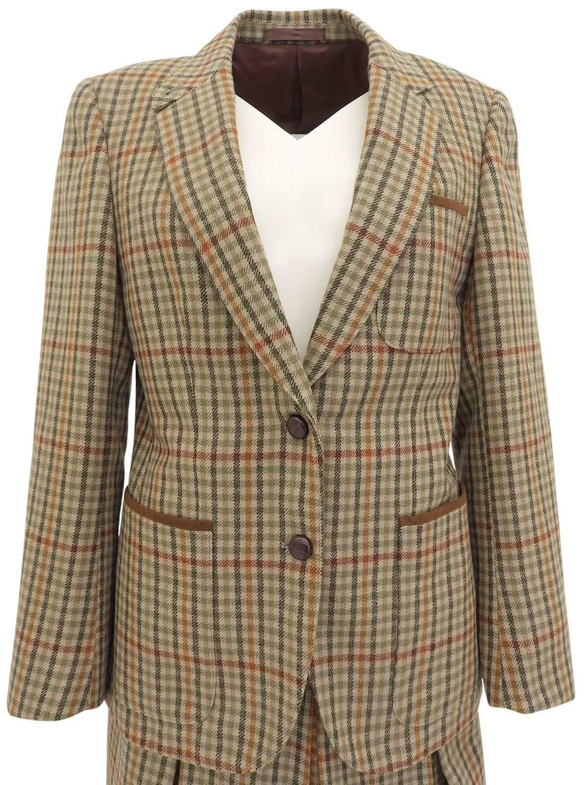 ウールチェックパターンセットアップ ベージュ/マルチ