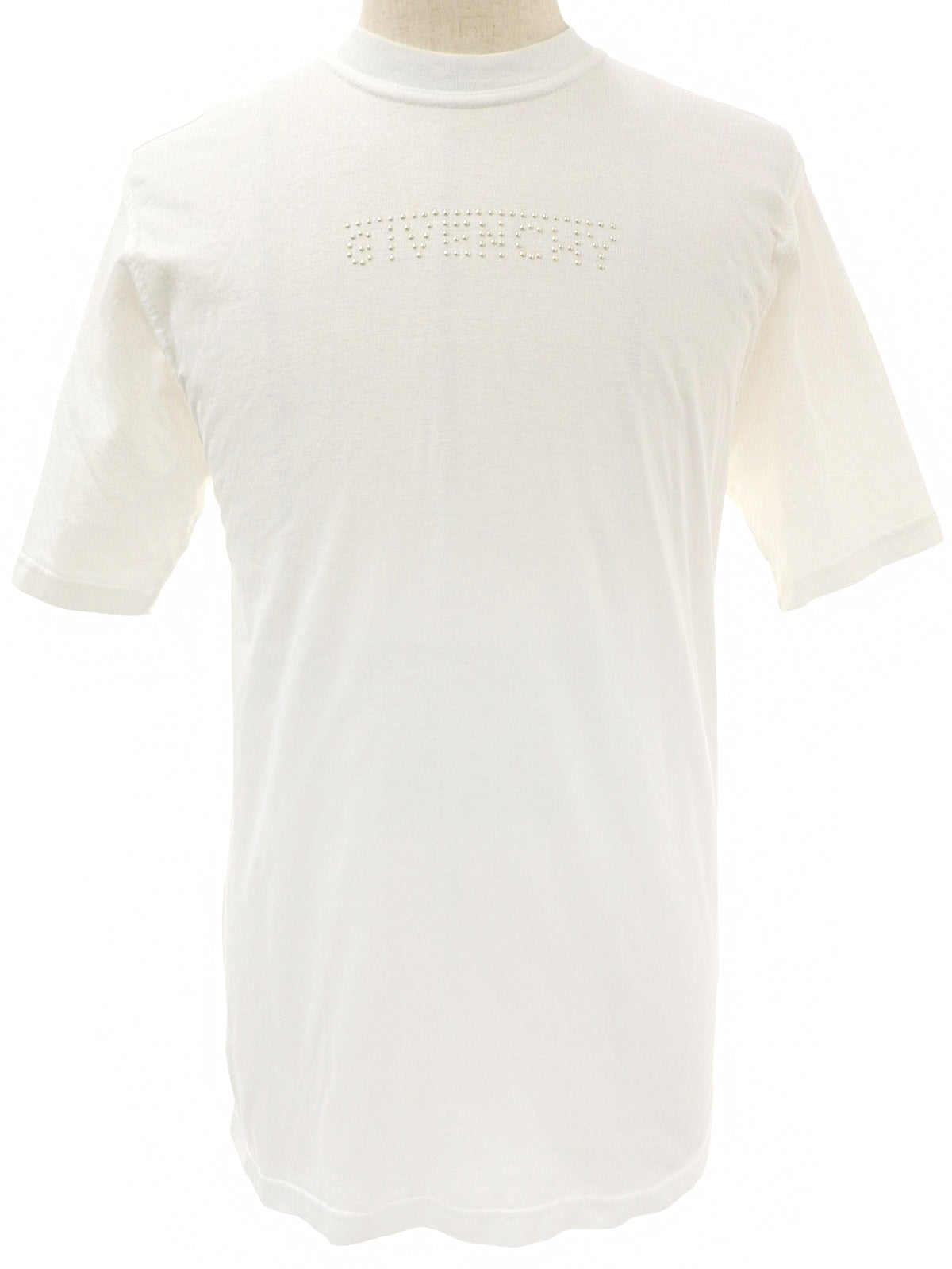 Studded Logo Design Half Sleeve Top in White