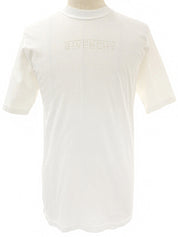 Studded Logo Design Half Sleeve Top in White